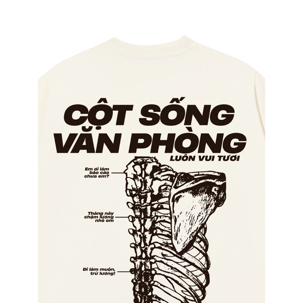 Áo Vớ Vẩn Vui Tươi REDLABEL Áo Thun CỘT SỐNG VĂN PHÒNG Cotton 100% Oversize Nam Nữ TS70