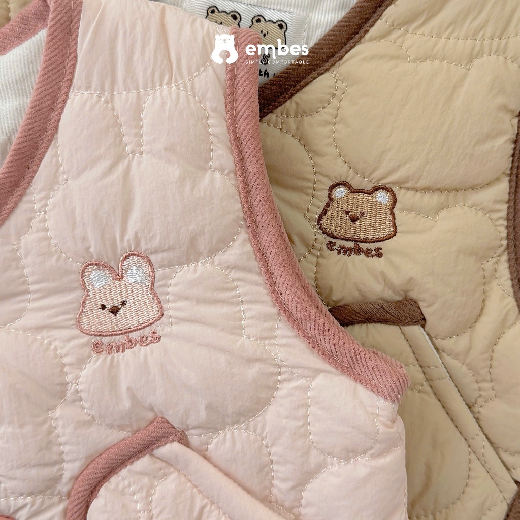 [New Collection] Áo Gile Cho Bé Embes, Áo Gile Hai Mặt Phao Và Nỉ Lông Dày Dặn Cho Bé Size Từ 8-18Kg