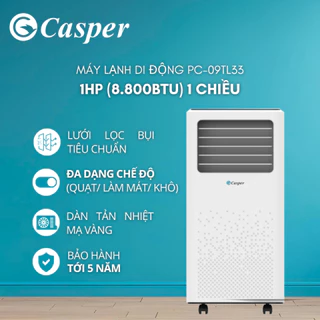[CHỈ LẮP THOÁT KHÍ] [MẪU 2022] Máy lạnh/ Điều hoà di động Casper 1 chiều 1HP PC-09TL33 - Chính hãng - Bảo hành 3 năm