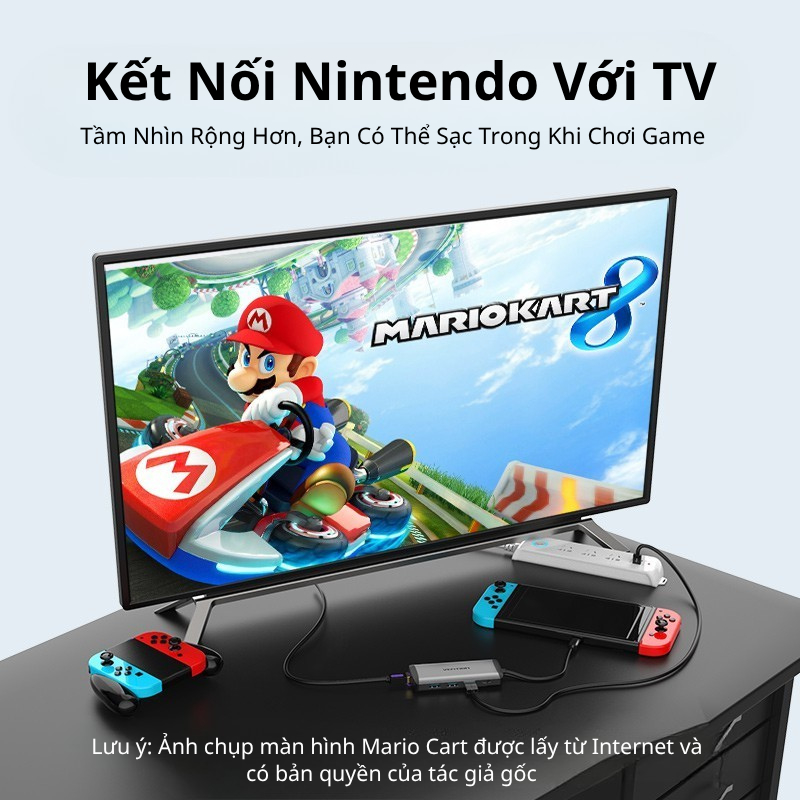 Hub Chuyển Đổi Vention USB-C 9-in-1 HDMI 4K60Hz RJ45 5Gbps SD/TF Audio 3.5mm PD 100W Docking Station Cho Laptop PC Mac