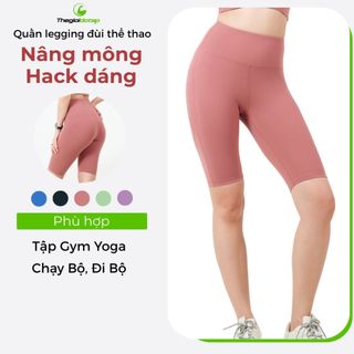 Quần Legging Đùi Ngố Tập Gym Yoga Nữ ICADO AT10 Quần Đùi Thể Thao Co Giãn 4 Chiều,thegioidotap