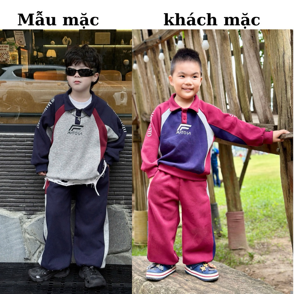 Set đồ dài tay trẻ em bộ đồ thu đông mẹ và bé 20-60kg hàng đẹp ấm áp