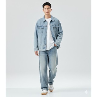 Combo Quần Bò Jean nam nữ ống suông rộng túi hộp Avocado Và Áo Khoác jean bò nam nữ Denim Jacket mùa thu đông phong cách
