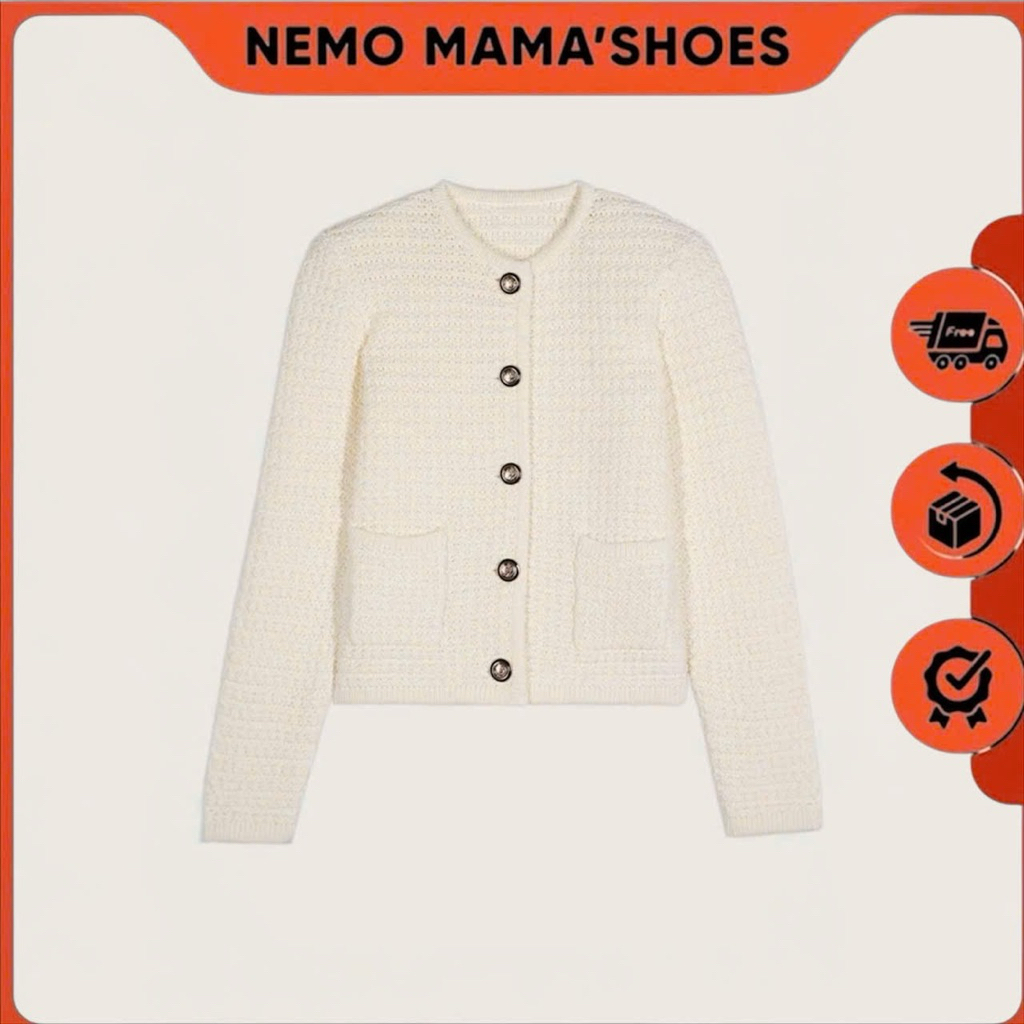 LUCKY BRAND ÁO KHOÁC LEN NÚT HOA NỮ TRẮNG KEM (Q251023042)