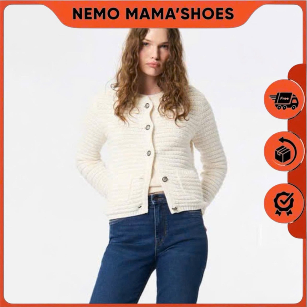 LUCKY BRAND ÁO KHOÁC LEN NÚT HOA NỮ TRẮNG KEM (Q251023042)