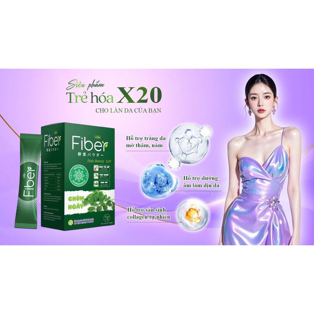 Combo 5 Hộp Fiber-T Collagen TINH-X20 Plus - Collagen trắng da Hàn quốc
