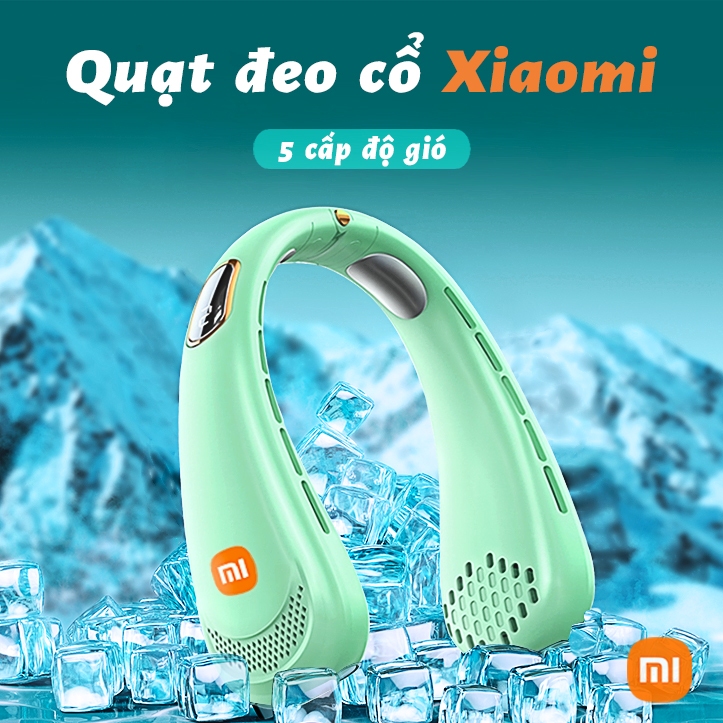 Quạt đeo cổ xiaomi quạt tích điện mini không cánh 5 tốc độ phong cách tươi mới sạc usb