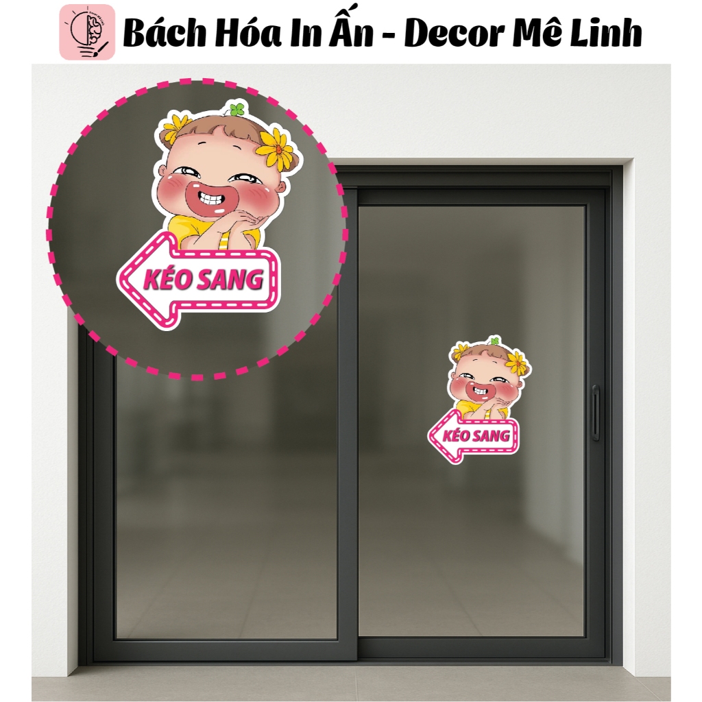 Top Decal Dán Kính Kéo Sang Trái - Sang Phải Dán Cửa Kháng Nước, Bóc Ra Dán Liền !!!