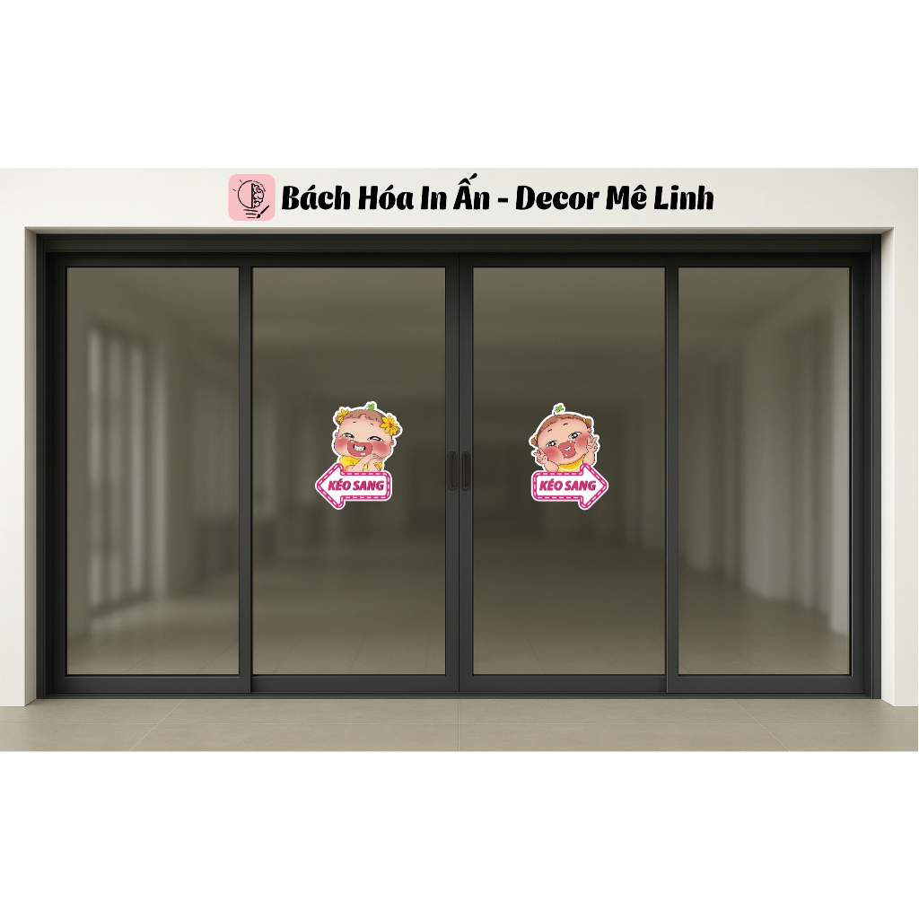 Top Decal Dán Kính Kéo Sang Trái - Sang Phải Dán Cửa Kháng Nước, Bóc Ra Dán Liền !!!