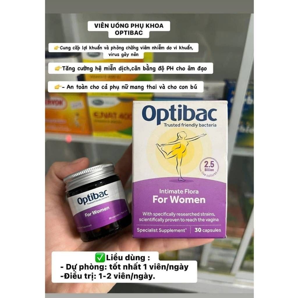 Men vi sinh lợi khuẩn phụ khoa Optibac Probiotics For Women cho phụ nữ tăng sức đề kháng hộp 30 viên