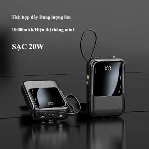 Pin dự phòng đa năng 20000mAh có sạc nhanh và đi kèm 4 dây sạc nhanh