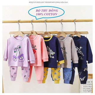 [Hàng mới về Cotton] Bộ thu đông cho bé, set bộ cotton cho bé trai bé gái họa tiết ngộ nghĩnh đáng yêu mềm mại 9-27kg
