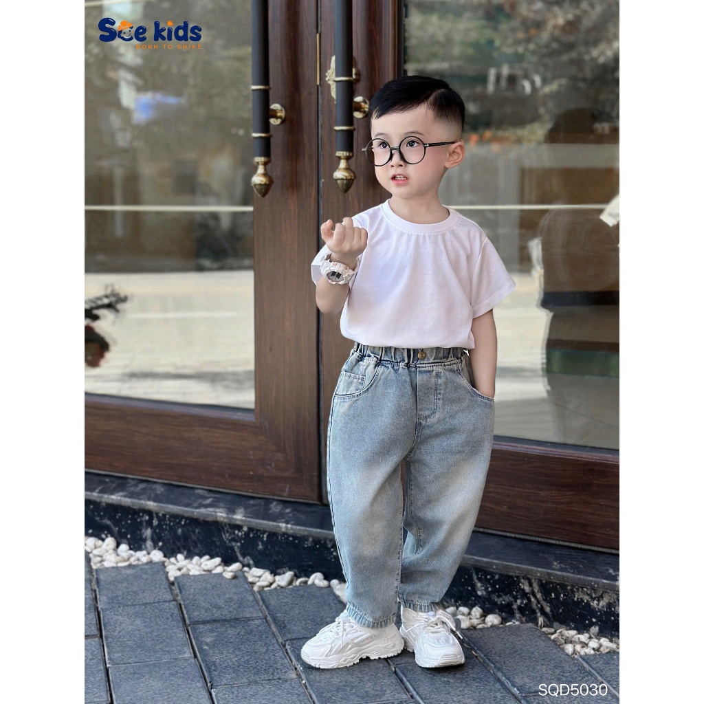 Quần jeans baggy túi gấu trúc, quần bò bé trai dài fom baggy dễ mặc Sqd5030