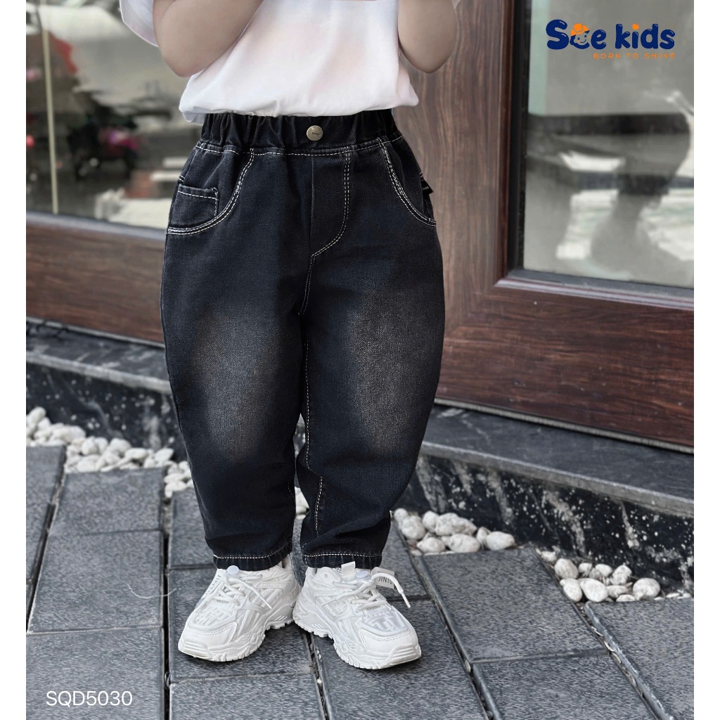Quần jeans baggy túi gấu trúc, quần bò bé trai dài fom baggy dễ mặc Sqd5030