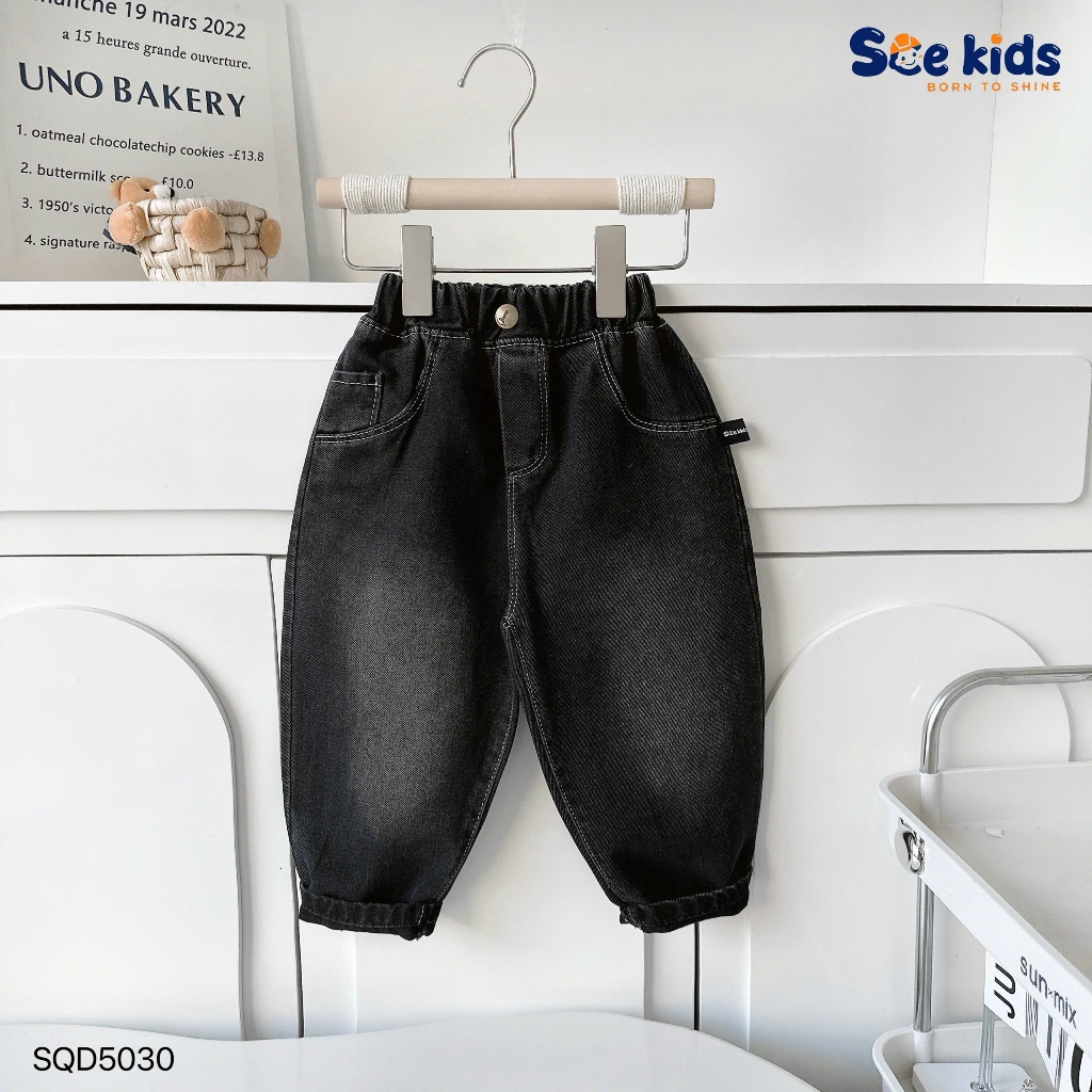 Quần jeans baggy túi gấu trúc, quần bò bé trai dài fom baggy dễ mặc Sqd5030