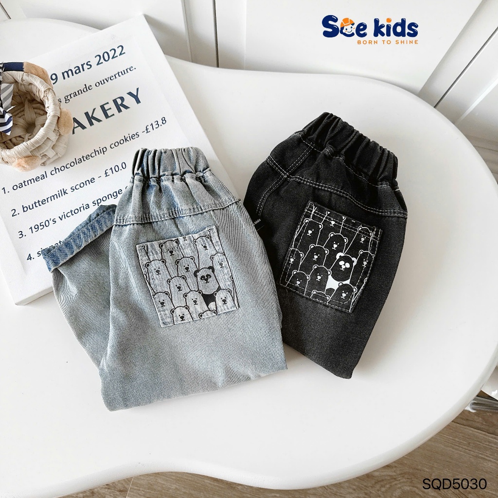 Quần jeans baggy túi gấu trúc, quần bò bé trai dài fom baggy dễ mặc Sqd5030