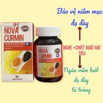 Hộp 30 viên uống nghệ Nova curmin bảo vệ niêm mạc dạ dày ngừa viêm nét dạ dày tá tràng hiệu quả