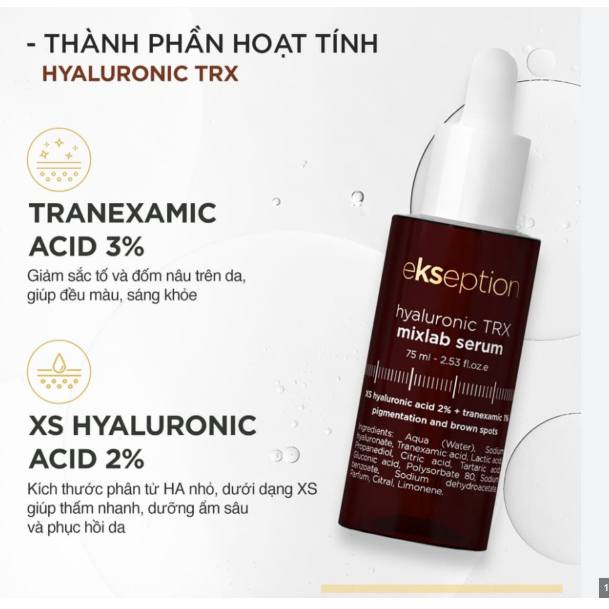 [ĐẠI LÝ CHÍNH HÃNG] Tinh Chất Dưỡng Sáng và Làm Mờ Sắc Tố  Tranexamic Ekseption Hyaluronic TRX (75ml)