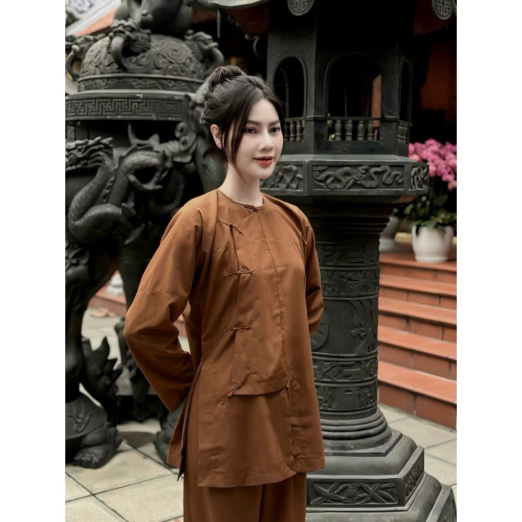 Đồ Lam Đi Chùa - Quần Áo Đi Lễ Chùa Bộ Vạt Hò Cao Cấp Vải Dày Dặn Mềm Mịn , Thoáng Mát | Đồ Lam An Nhiên
