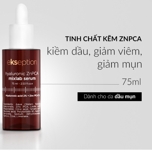 [ĐẠI LÝ CHÍNH HÃNG] Serum kẽm Ekseption Zn PCA kiểm soát dầu nhờn và giảm mụn 75ml