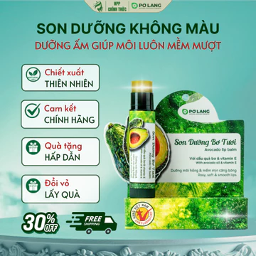 Son dưỡng môi không màu Pơ Lang son giá gốc dưỡng ẩm môi từ trái bơ và gấc thỏi 4gram