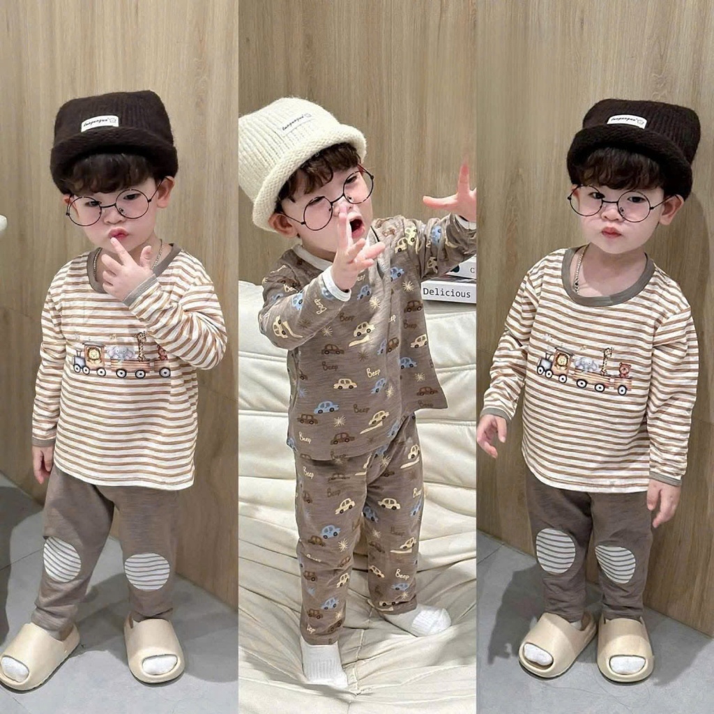 Sét Bộ Quần Áo Thu Đông Cho Bé Trai In Hoạ Tiết Ô Tô Máy Móc ( Giảm sâu) Size10-38Kg ĐT5