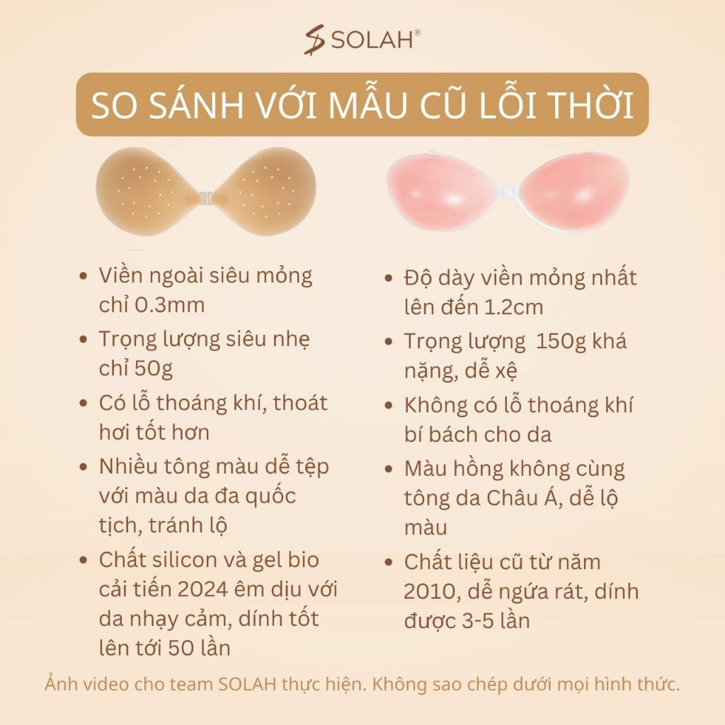 Áo Bra Dán Ngực Silicon Có Lỗ SOLAH Chống Mồ Hôi Mặc Bikini Croptop Váy Gel Dính Chắc Bigsize BR03
