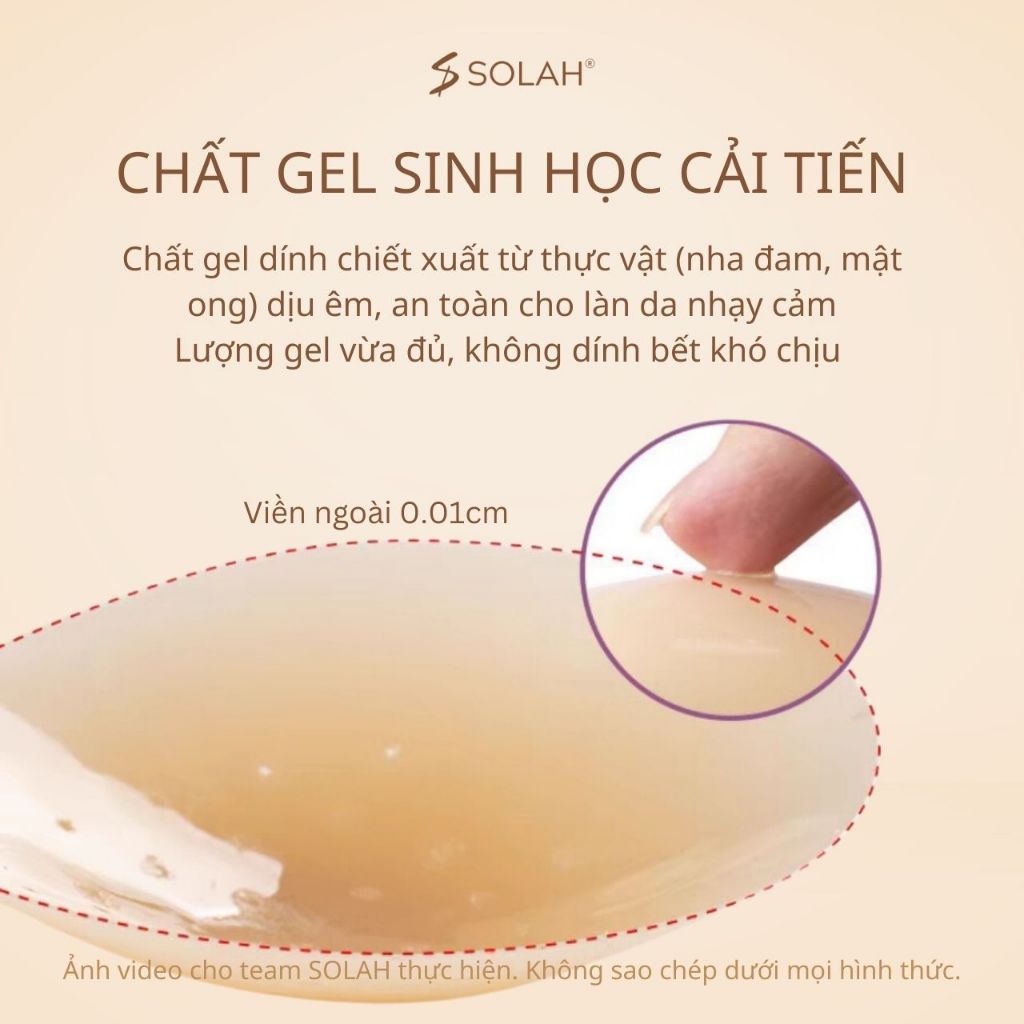 Áo Bra Dán Ngực Silicon Có Lỗ SOLAH Chống Mồ Hôi Mặc Bikini Croptop Váy Gel Dính Chắc Bigsize BR03