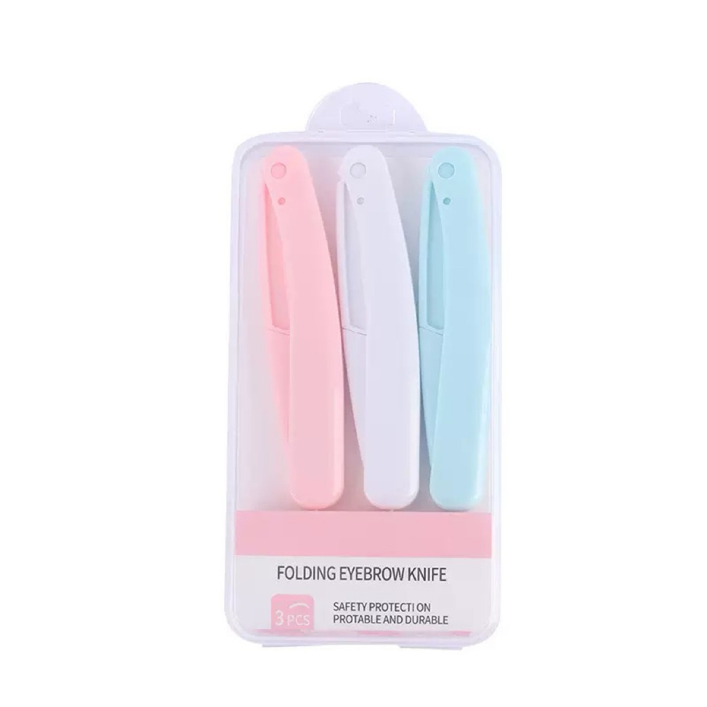 Hộp 3 Dao Cạo Lông Mày Gấp Gọn Màu Pastel