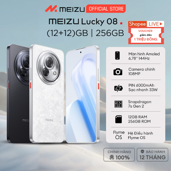 Điện Thoại Meizu Lucky 08 | Màn Hình LTPO Amoled 6.78" 144Hz | Snapdragon 7s Gen 2 |  Pin 6000mAh Sạc 33W | Chính Hãng