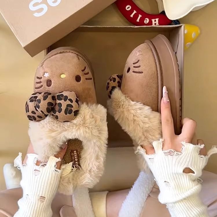 Dép Sục Nữ,Dép Sục Kitty Lót Lông Giữ Ấm Chân Đế 4cm