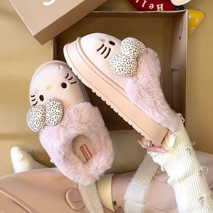 Dép Sục Nữ,Dép Sục Kitty Lót Lông Giữ Ấm Chân Đế 4cm