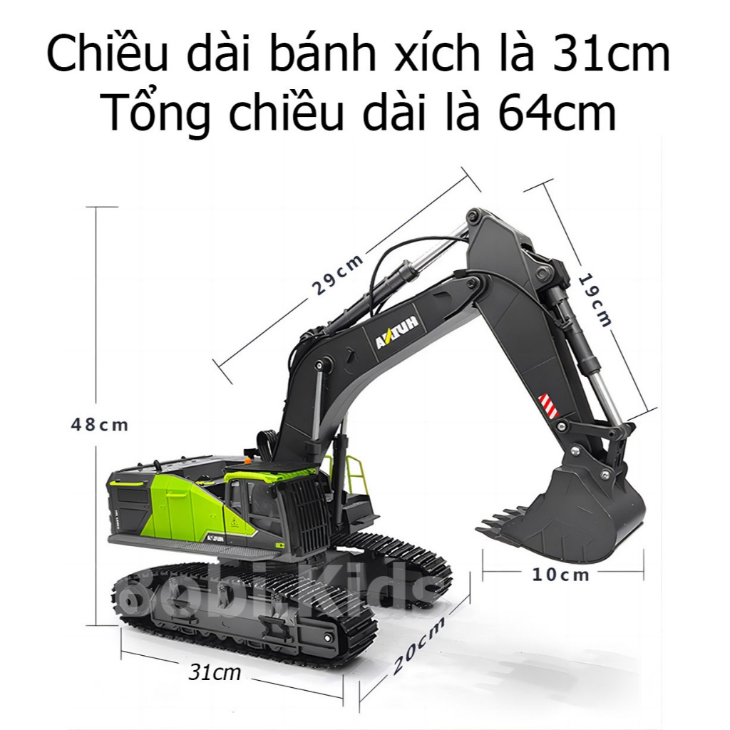 Đồ chơi máy xúc điều khiển từ xa HUINA 1593 phiên bản mới 28 kênh điều khiển cao cấp cỡ lớn giá rẻ, đồ chơi điều khiển