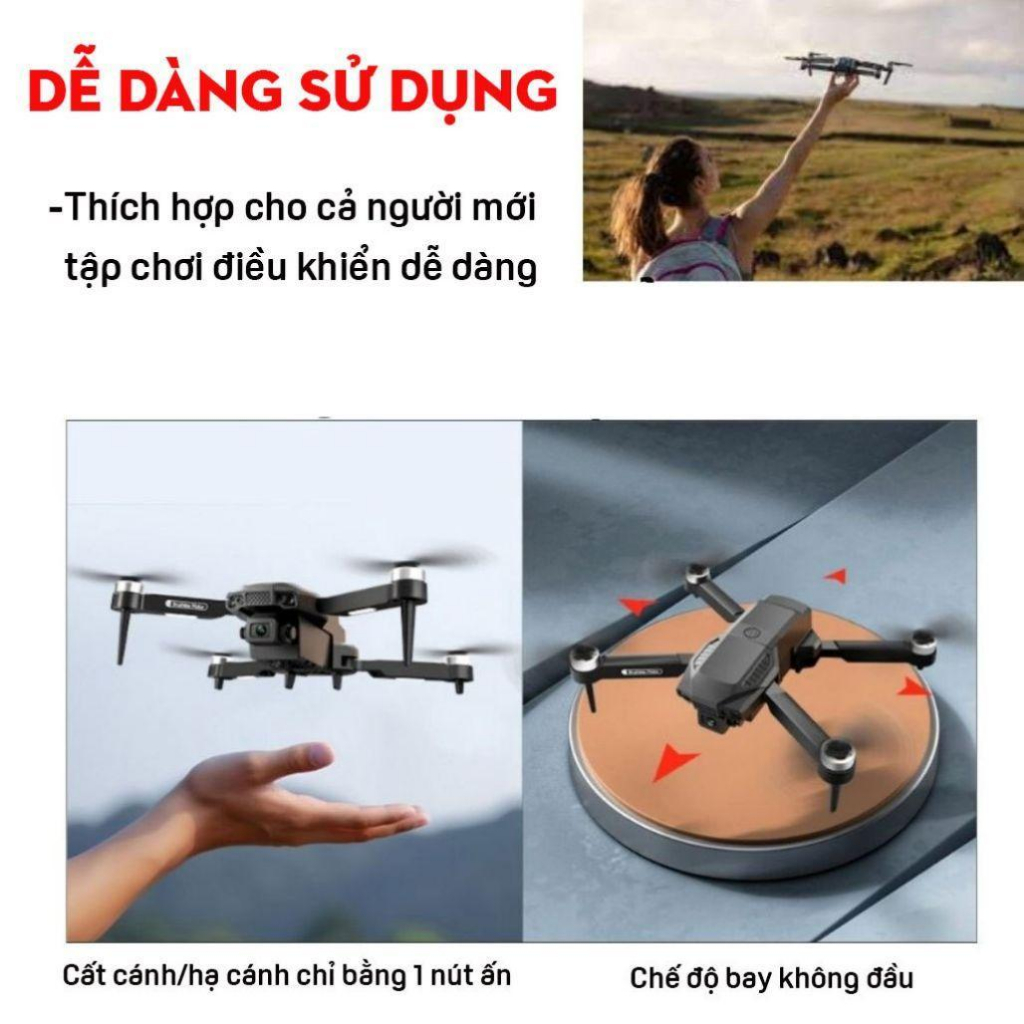 Máy Bay Flycam F198,Drone 2 camera HD trang bị,ĐÔNG CƠ KHÔNG CHỔI THAN,Vị trí được giữ nguyên
