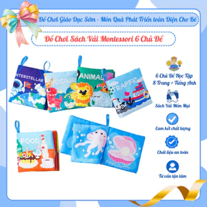 Đồ Chơi Sách Vải Montessori Giáo Dục Sớm Âm Thanh Sột Soạt, 6 Chủ Đề Cho Bé Sơ Sinh 6 tháng – 3 tuổi