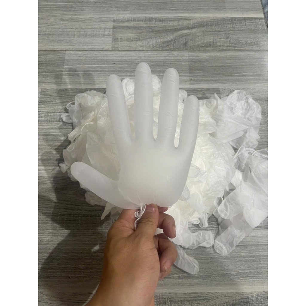 Hộp 100 Chiếc Găng Tay Y Tế Trắng Trong Vinyl Dẻo Dai Chuyên dùng trong Spa, thực phẩm,gội đầu dưỡng sinh, massage.