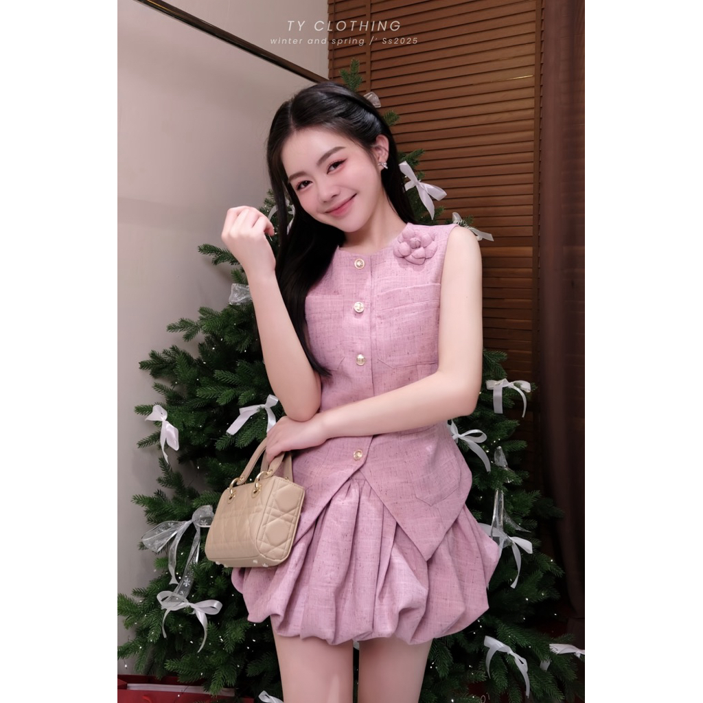 Set Gile Chân Váy Phồng - Hàng Thiết Kế Màu Hồng- TY CLOTHING