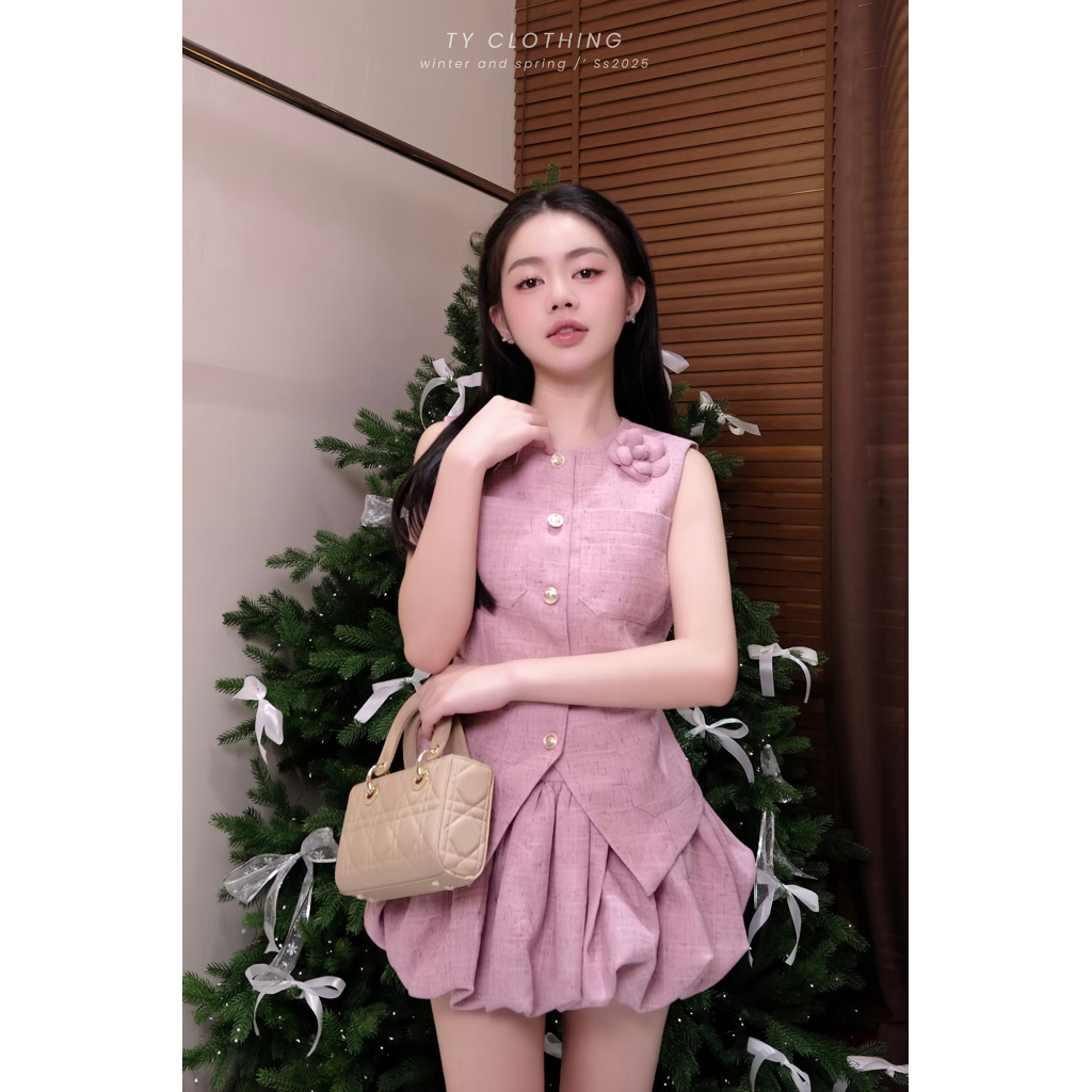 Set Gile Chân Váy Phồng - Hàng Thiết Kế Màu Hồng- TY CLOTHING