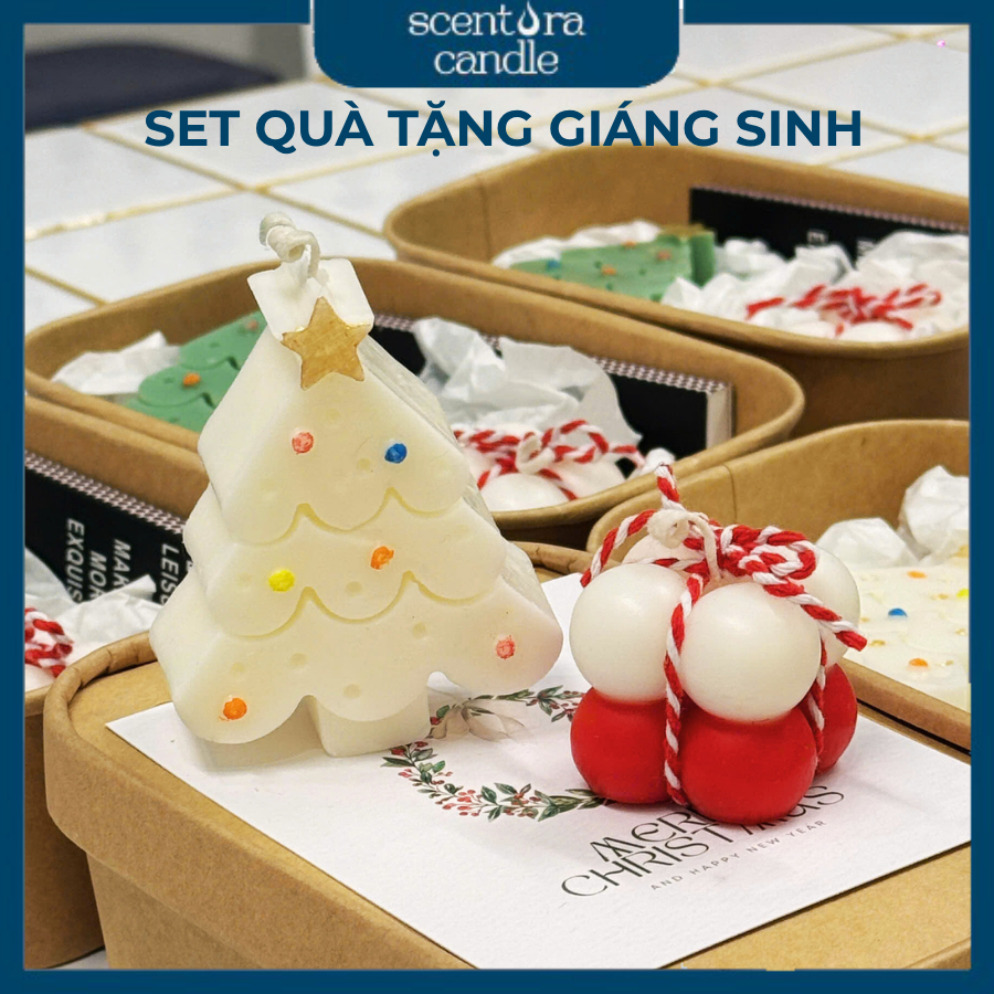 SET QUÀ Giáng SInh Nến Thơm ScentoraCandle, Hộp Quà Nến Thơm Decor Quà Tặng Sinh Nhật Kỷ Niệm
