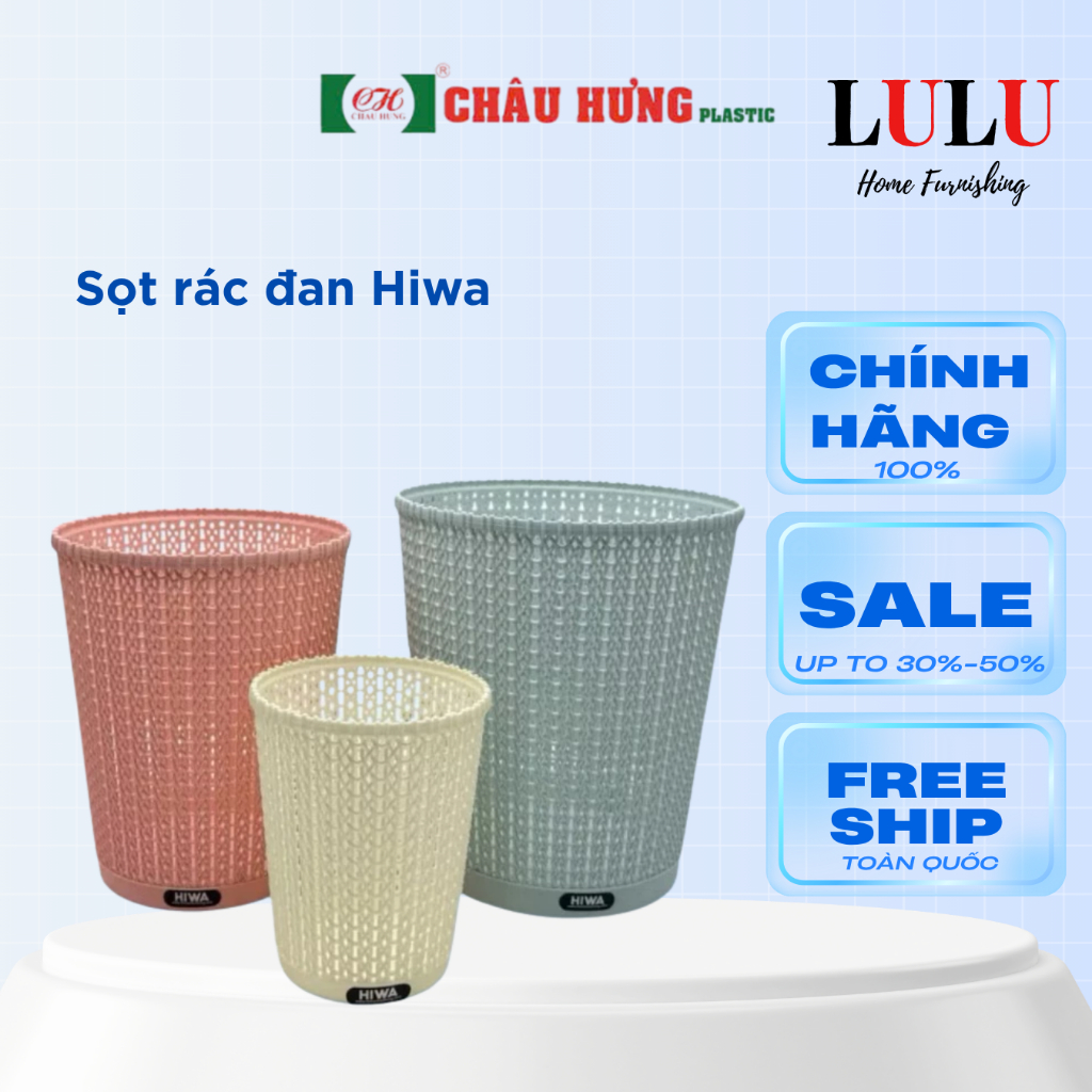 Sọt rác đan Hiwa cao cấp. nhựa PP dẻo, không phai màu, dung tích 5-15l ...