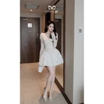 Đầm Ren Cao Cấp OLIVIA.CHIC Đầm Xòe Dáng Ngắn  Cổ Vuông Tay Dài, Chân Váy Phồng Nhiều Lớp Sang Trọng, Gợi Cảm V1334 — ảnh 3