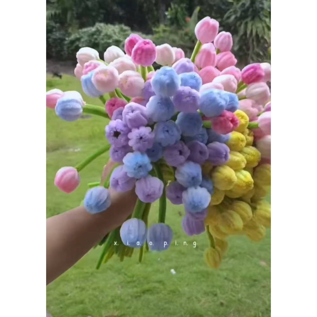 Cành Hoa Tulip Kẽm Nhung Mini , Cành Hoa Cúc Mini Kẽm Nhung