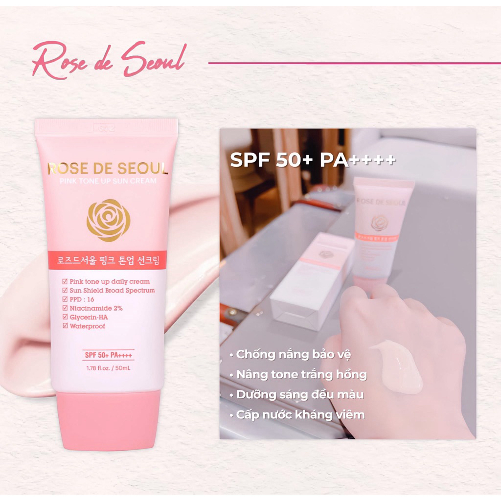 Kem chống nắng rose de seoul pink tone up sun cream 50ml – hạn 2028 Hàn Quốc  IS412