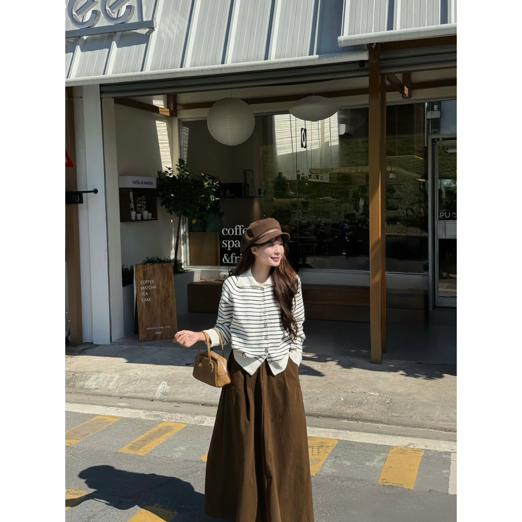 Chân váy kaki dáng xoè có túi 3 màu kèm belt the.sweaterweather TSW