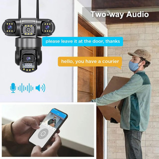 V380 Camera 3 Mắt giám 4G SIM 12MP Siêu NétCamera sát Ngoài Trời Không Dây IP66 Thông Minh chống nước an toàn