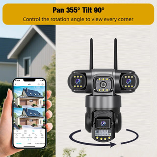 V380 Camera 3 Mắt giám 4G SIM 12MP Siêu NétCamera sát Ngoài Trời Không Dây IP66 Thông Minh chống nước an toàn