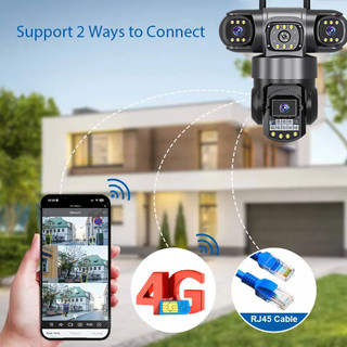 V380 Camera 3 Mắt giám 4G SIM 12MP Siêu NétCamera sát Ngoài Trời Không Dây IP66 Thông Minh chống nước an toàn