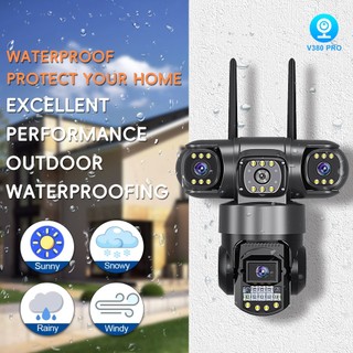 V380 Camera 3 Mắt giám 4G SIM 12MP Siêu NétCamera sát Ngoài Trời Không Dây IP66 Thông Minh chống nước an toàn