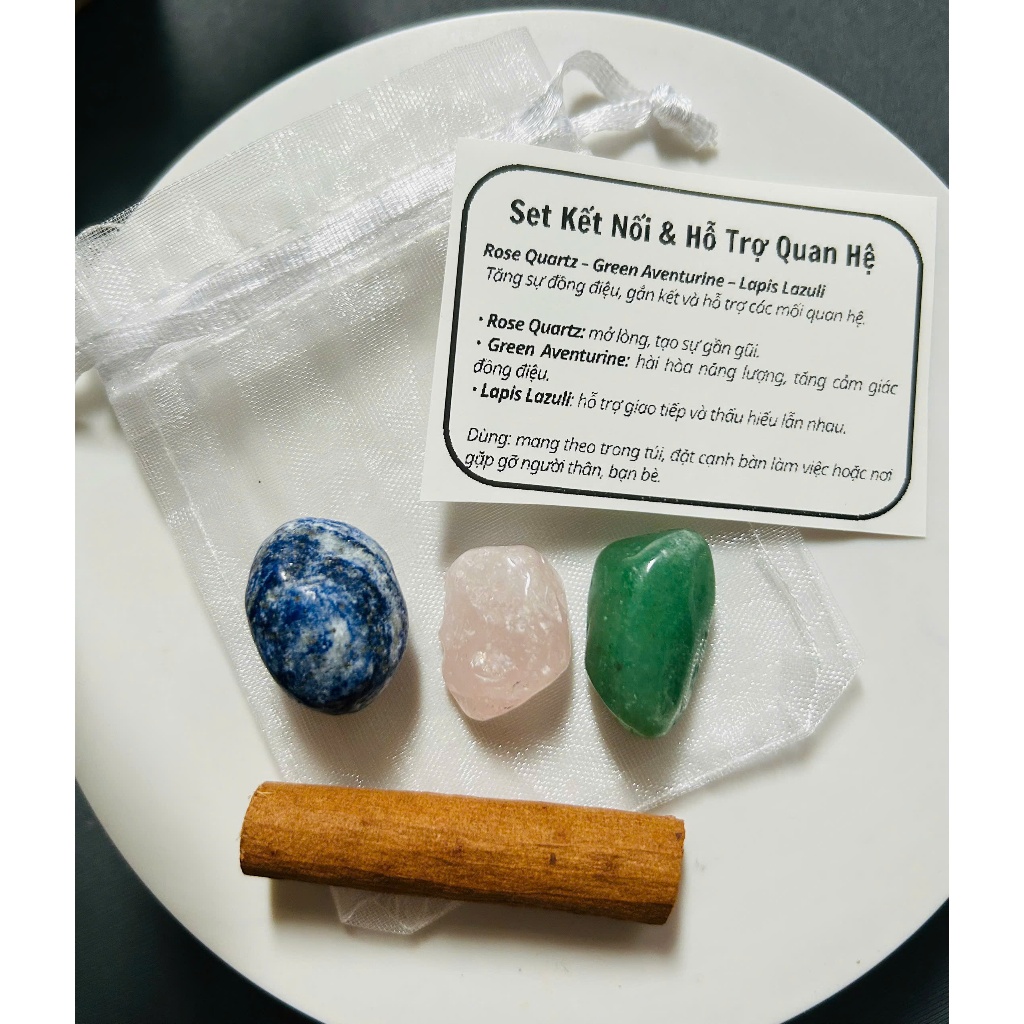 Túi Đá Thạch Anh Năng Lượng Học Tập Ngủ Ngon Bình An Tình Cảm Giao Tiếp Aventurine Yellow Lapis Lazuli Túi Treo Trang Tr