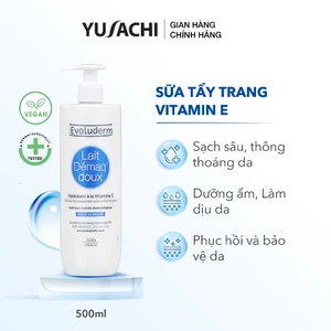 Sữa tẩy trang Evoluderm bổ sung vitamin E dưỡng ẩm cho làn da mịn màng tươi mát 500ml